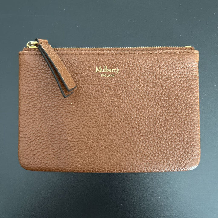 Mulberry Pebbled Leather Coin Pouch - Tan Brown