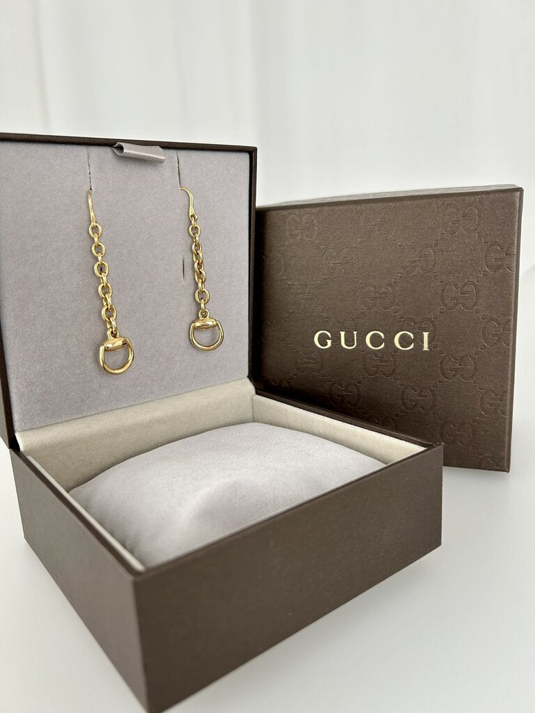 Gucci 18k gold horsebit dangle new in box