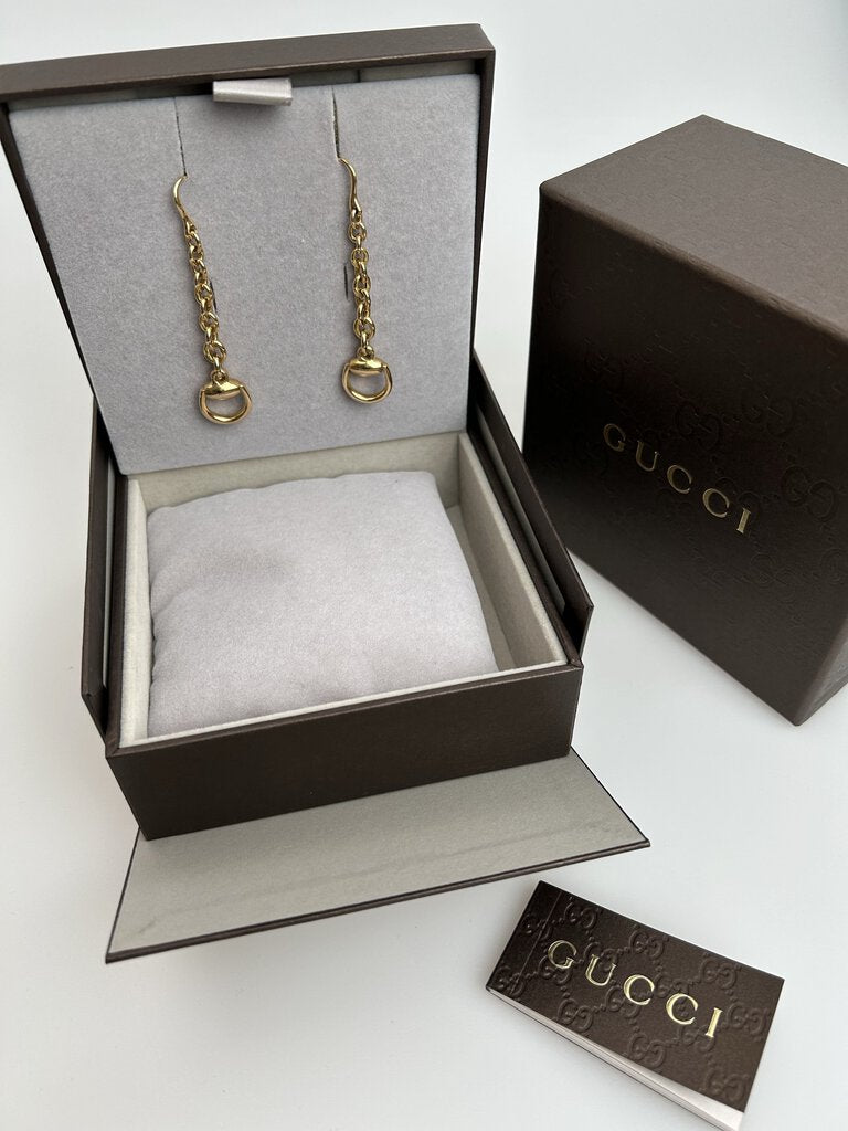 Gucci 18k gold horsebit dangle new in box