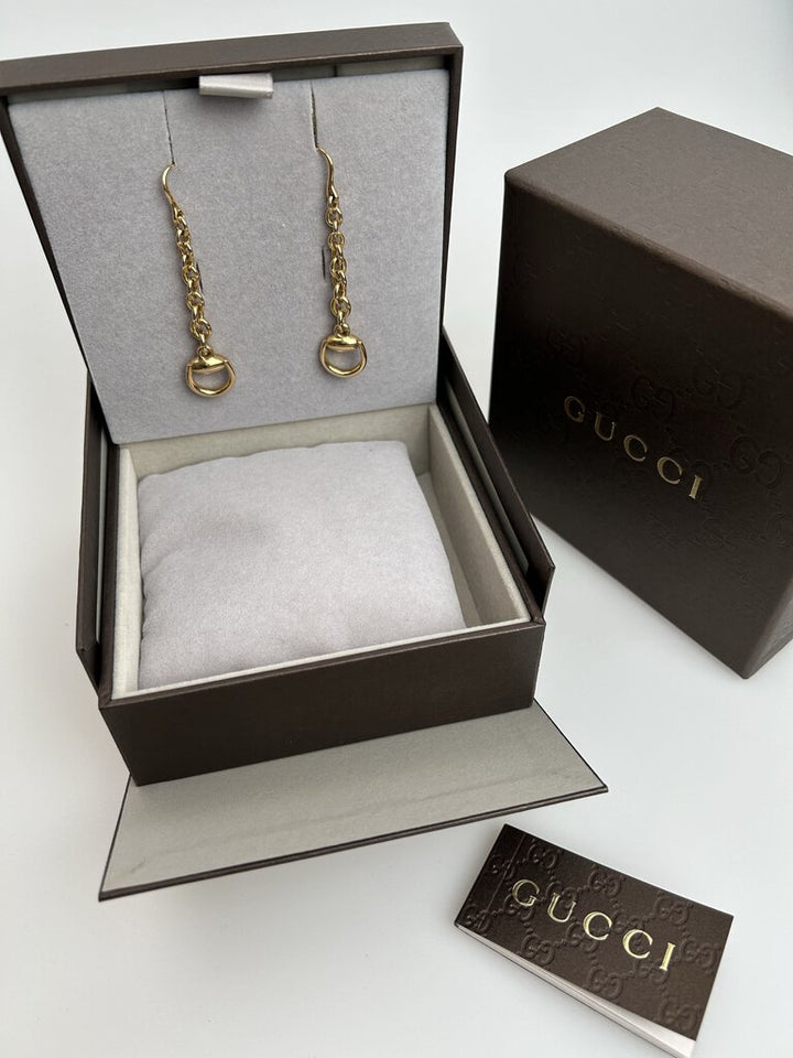 Gucci 18k gold horsebit dangle new in box