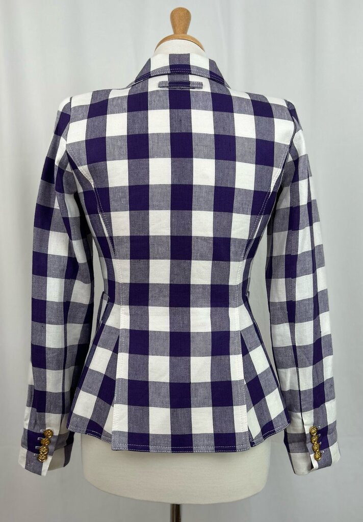 Smythe plaid check single button blazer (size 6)
