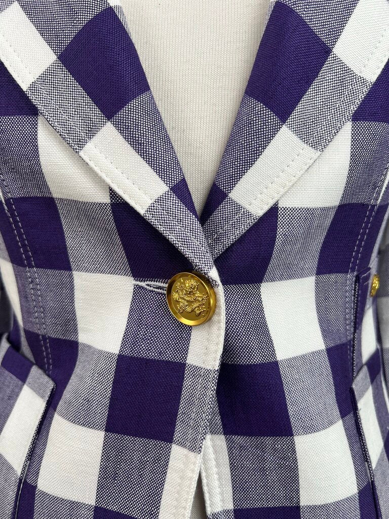 Smythe plaid check single button blazer (size 6)