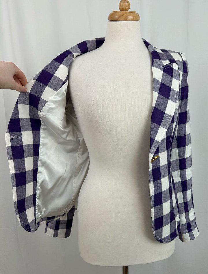 Smythe plaid check single button blazer (size 6)