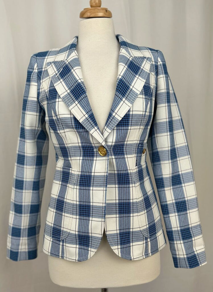 Smythe plaid single button blazer (size 4)