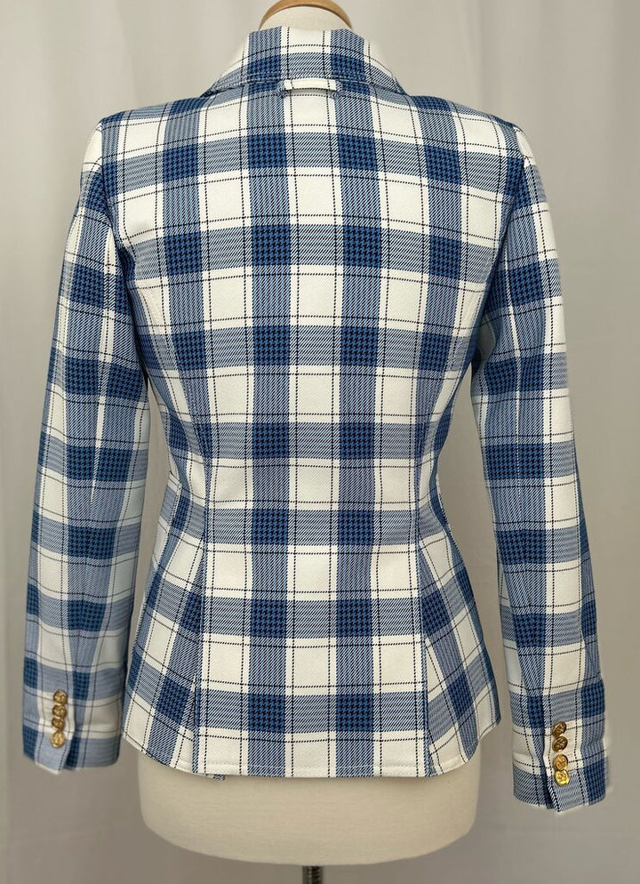 Smythe plaid single button blazer (size 4)