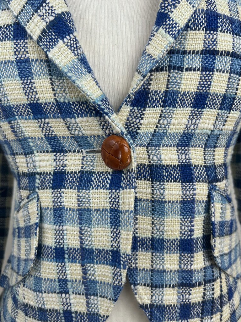 Smythe tweed plaid wooden button blazer (size 4)