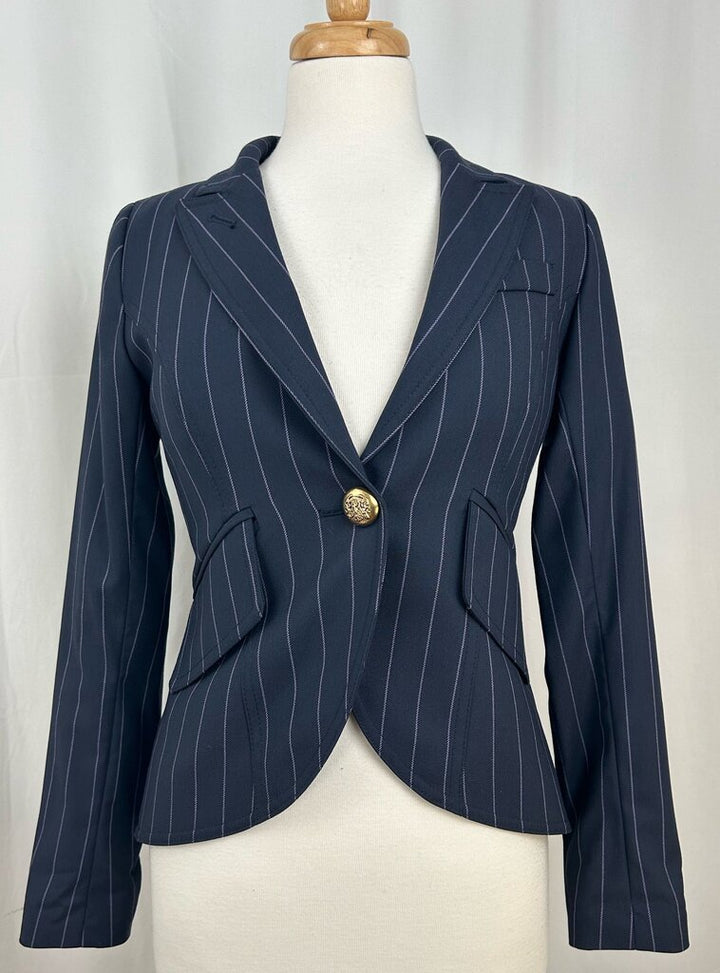 Smythe striped single button curved blazer (size 6)