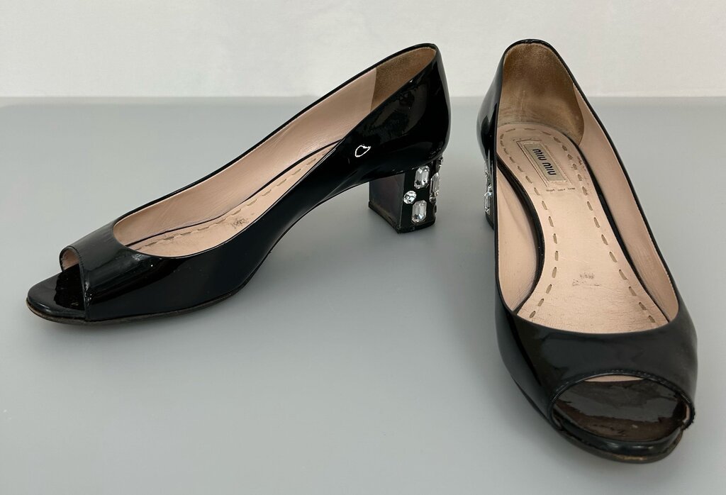 Miu Miu jeweled block heel (size 38.5)