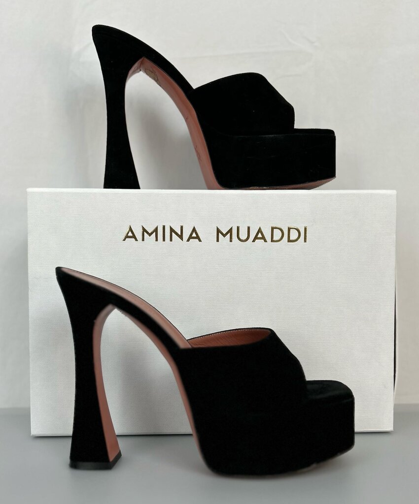 Amina Muaddi (SSENSE) Dalida suede platform heel (size 8)