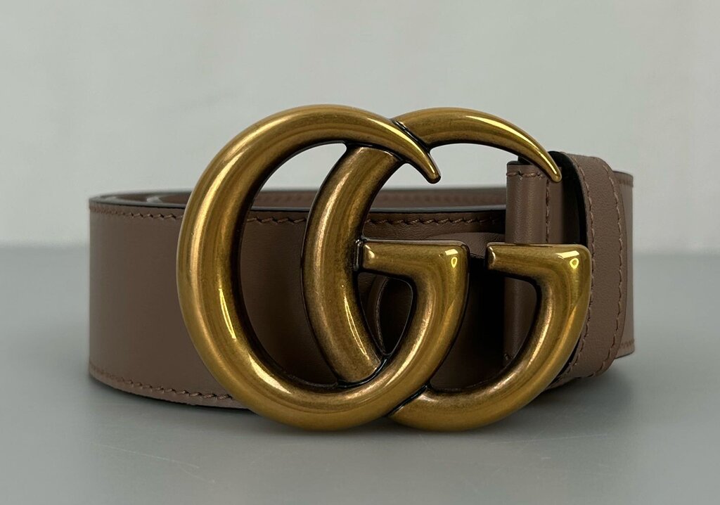 Gucci brass GG leather belt (size 85/34)