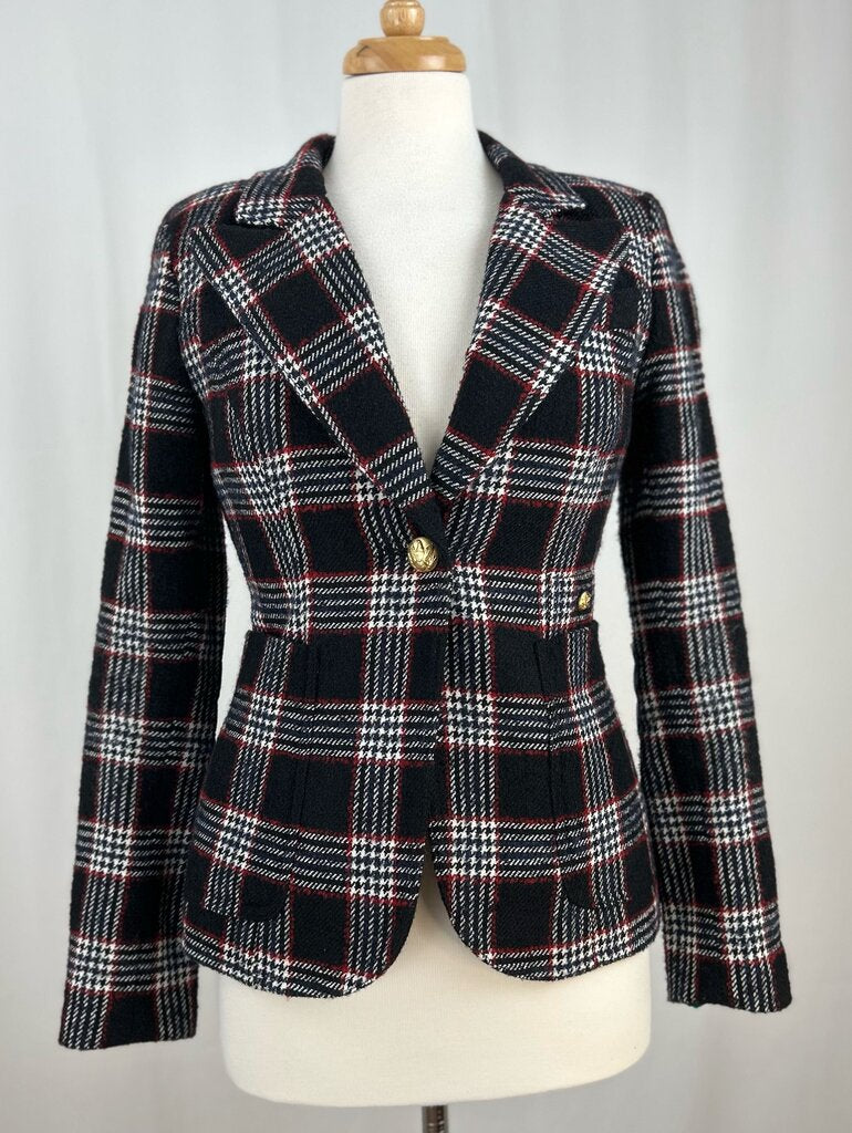Smythe plaid gold button blazer (size 6)
