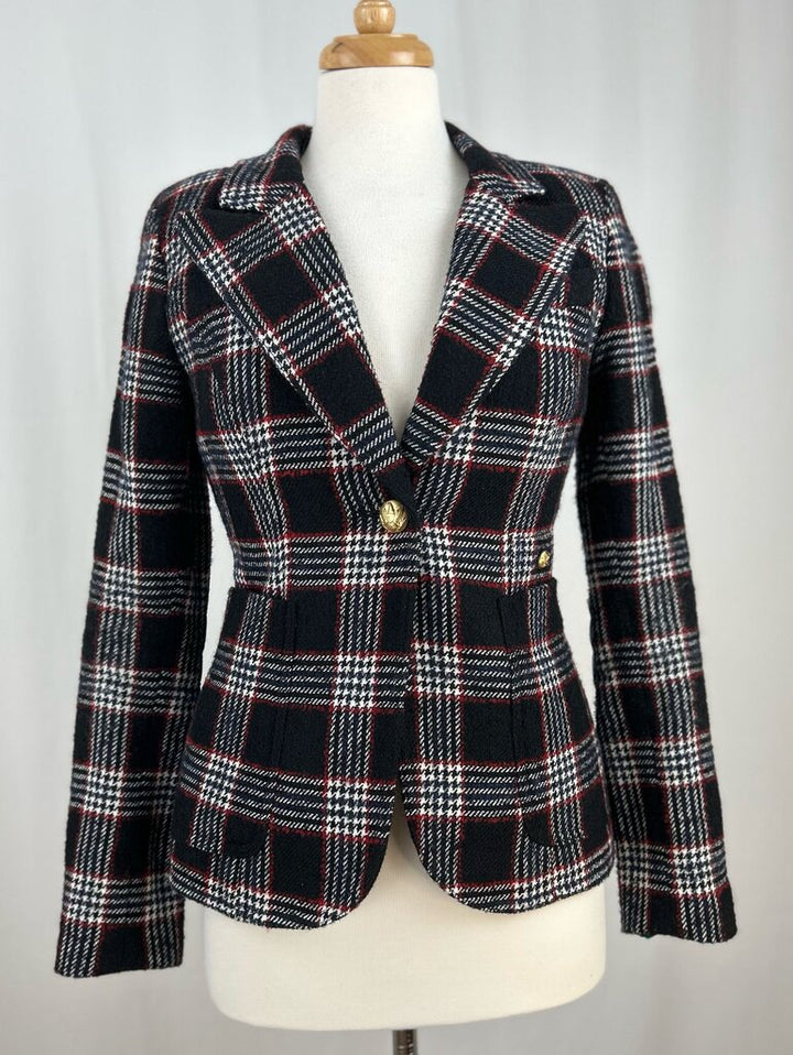 Smythe plaid gold button blazer (size 6)