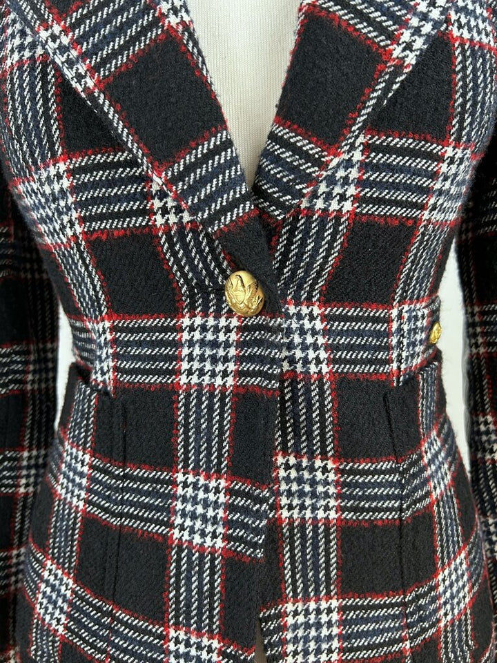 Smythe plaid gold button blazer (size 6)