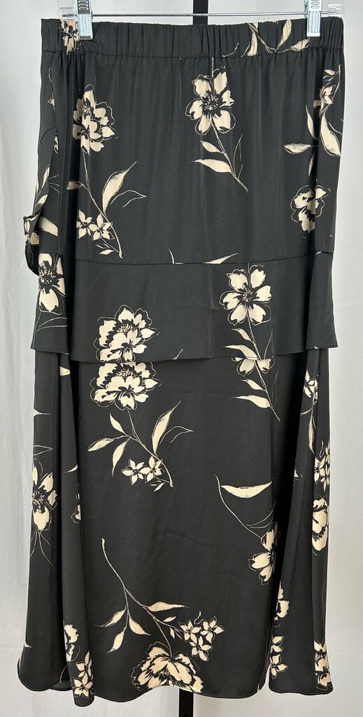 Saltwater Luxe Floral Ruffle Split Midi Skirt (M)