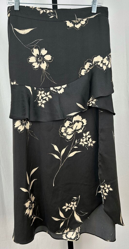 Saltwater Luxe Floral Ruffle Split Midi Skirt (M)