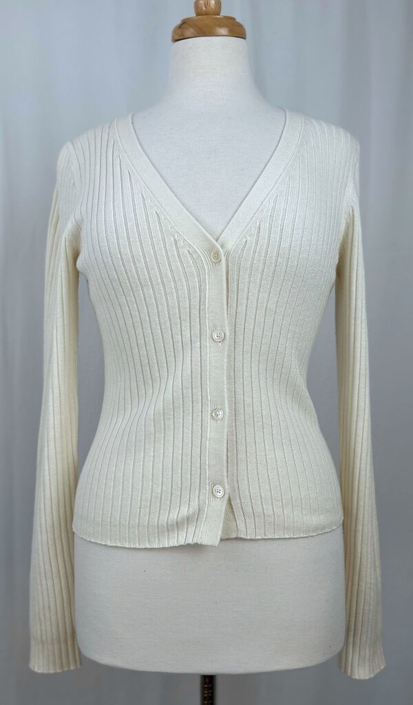 Wilfred ribbed deep v-neck cardigan (M)