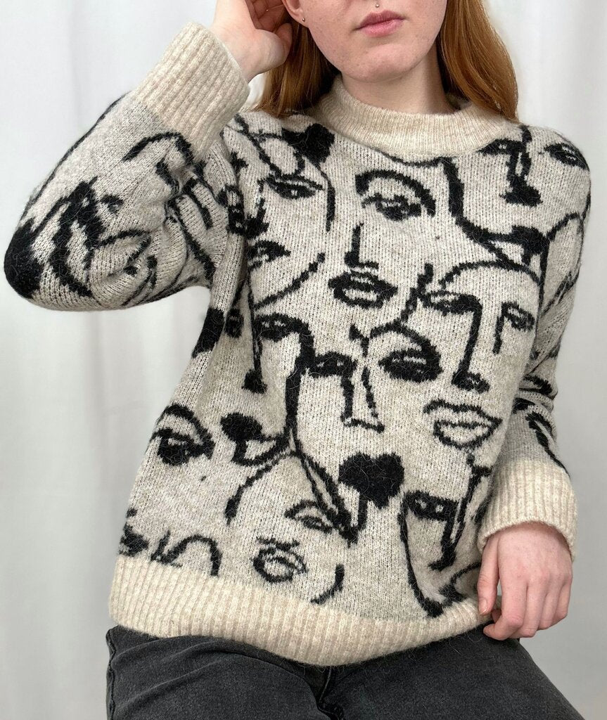 InWear face pattern crewneck sweater (M)