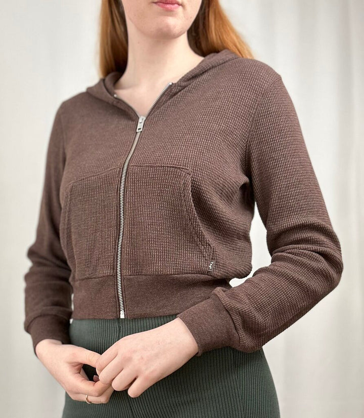 TNA waffleknit crop hoodie (M)