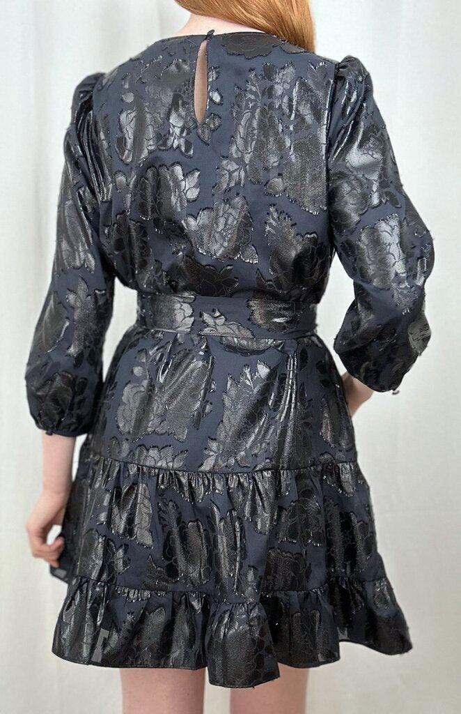 Kate Spade "Full Bloom" metallic floral party dress (M)