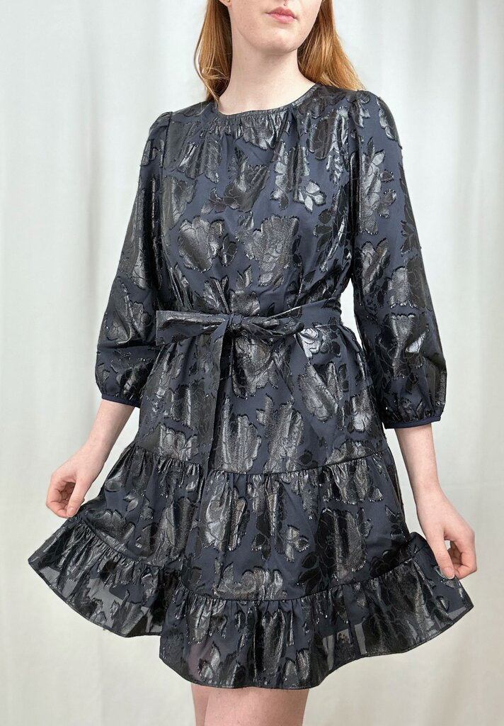 Kate Spade "Full Bloom" metallic floral party dress (M)