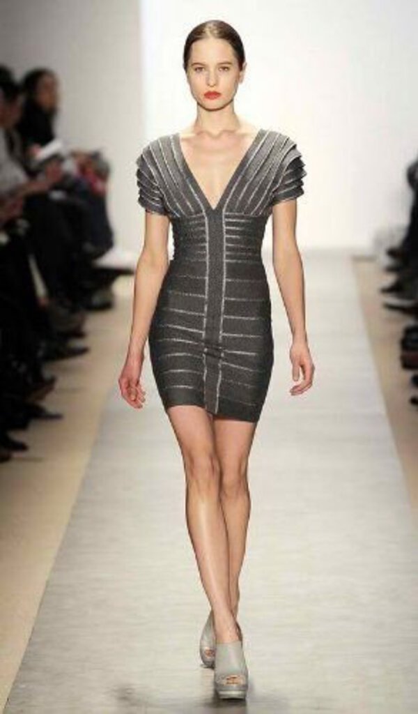 Herve Leger Metallic Bandage Mini Dress (M)