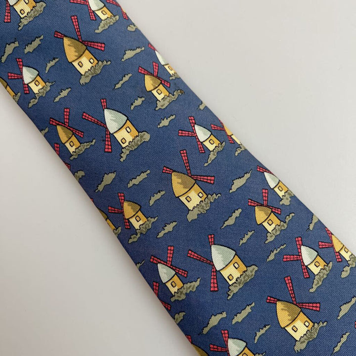 Hermes silk tie - windmills