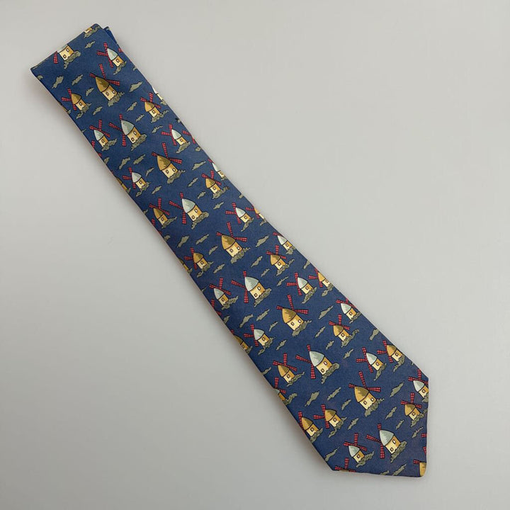 Hermes silk tie - windmills