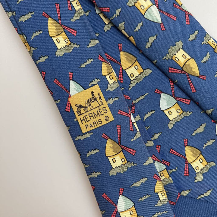 Hermes silk tie - windmills