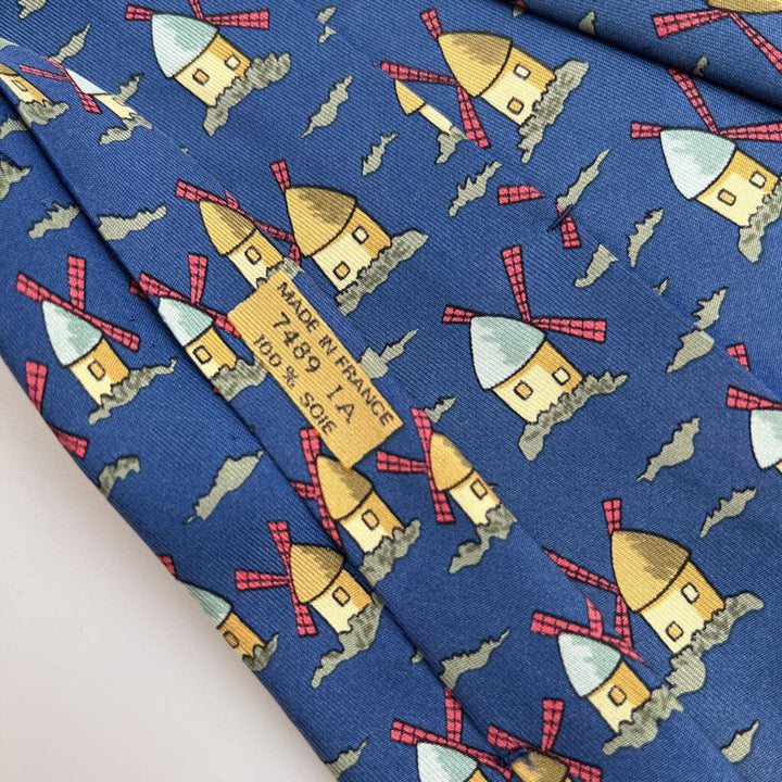 Hermes silk tie - windmills