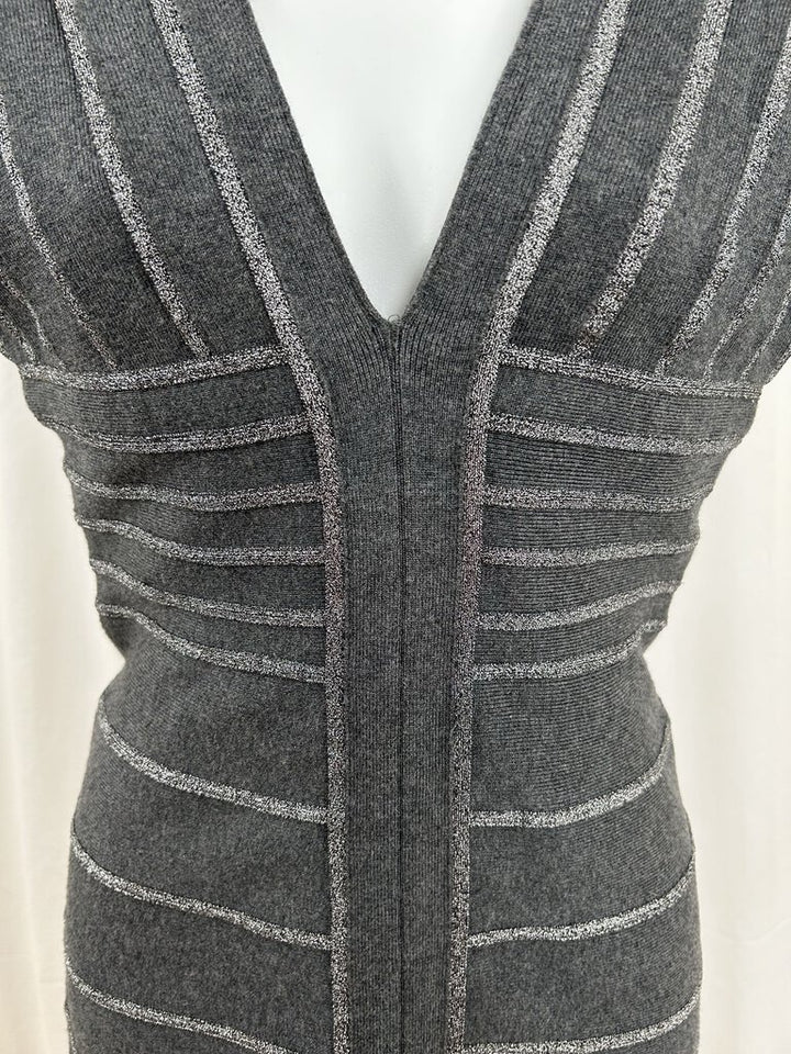 Herve Leger Metallic Bandage Mini Dress (M)