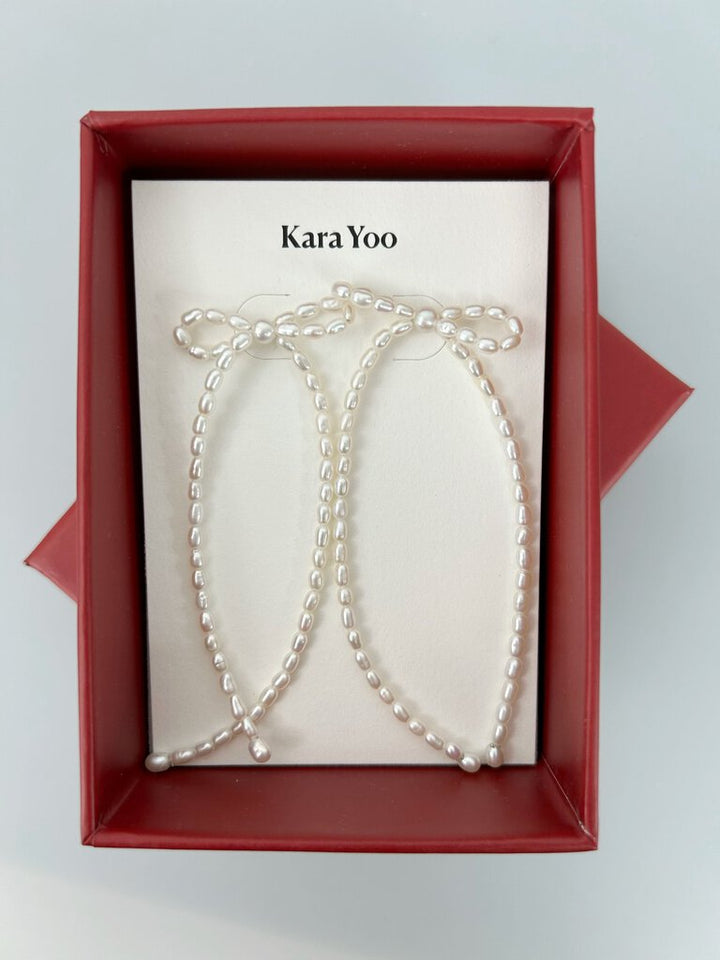 Kara Yoo (Vancouver) "Margot" Rice Pearl Bow sterling earrings