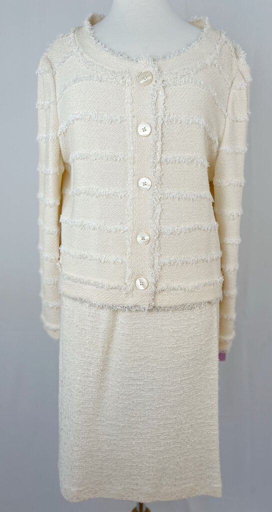 St John knit 2pc cream blazer skirt set (size 14)