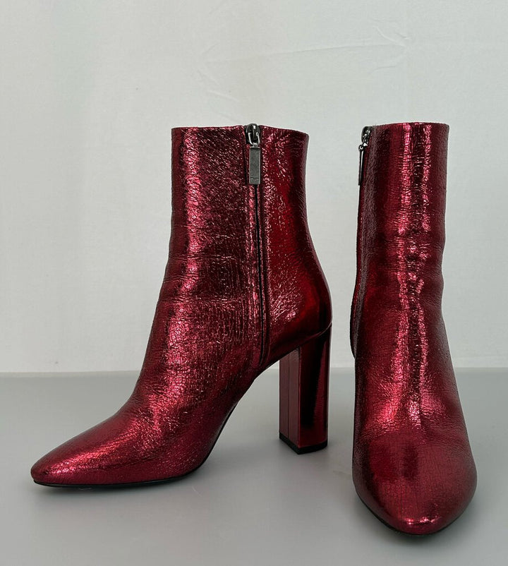 Saint Laurent red foil metallic bootie (size 38)