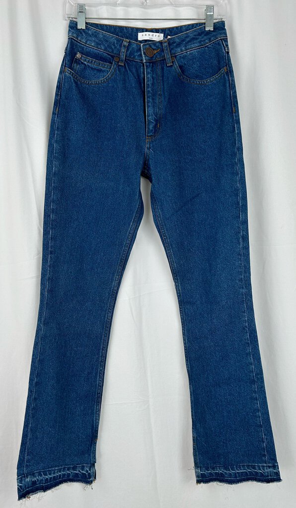 Sandro Paris hi rise frayed flare jeans (size 4)