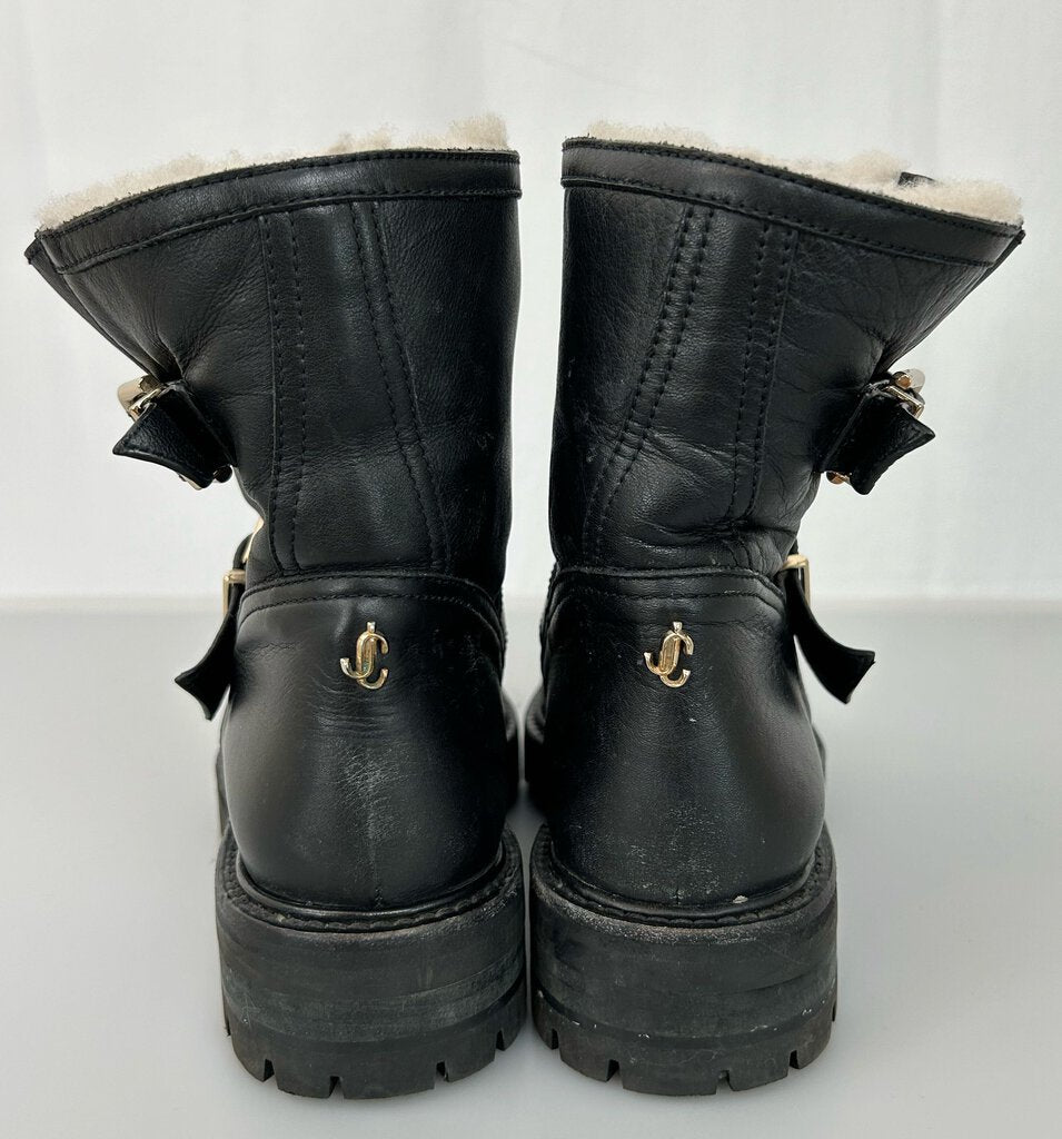 Jimmy Choo sherpa lined moto boots (size 37)