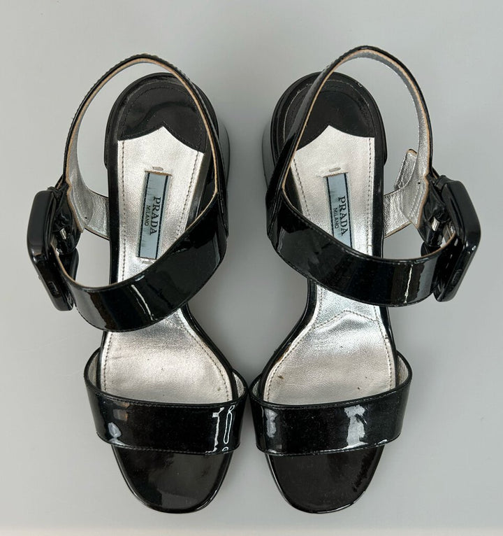 Prada patent block heel sandal (as is, size 37.5)