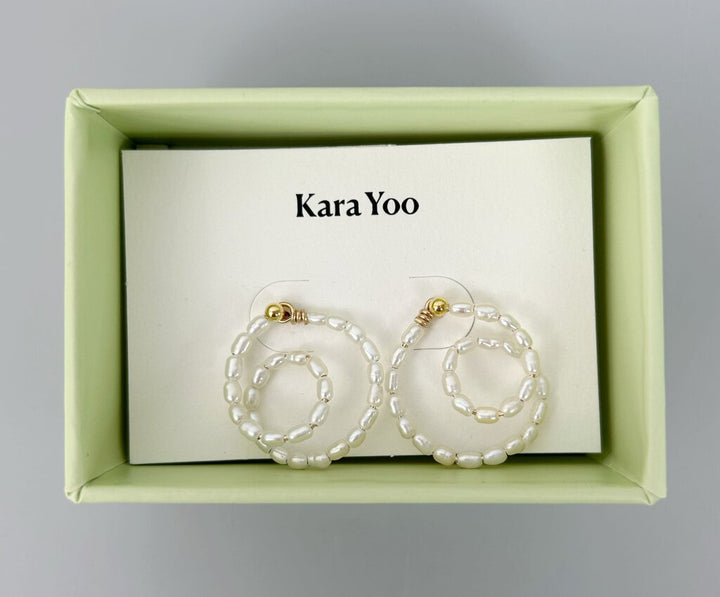 Kara Yoo (Vancouver) "Rosa Swirl Hoops" Rice Pearl earrings