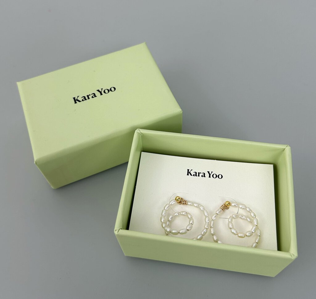 Kara Yoo (Vancouver) "Rosa Swirl Hoops" Rice Pearl earrings