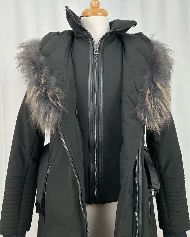 Rudsak layered fur trim belted parka (S)