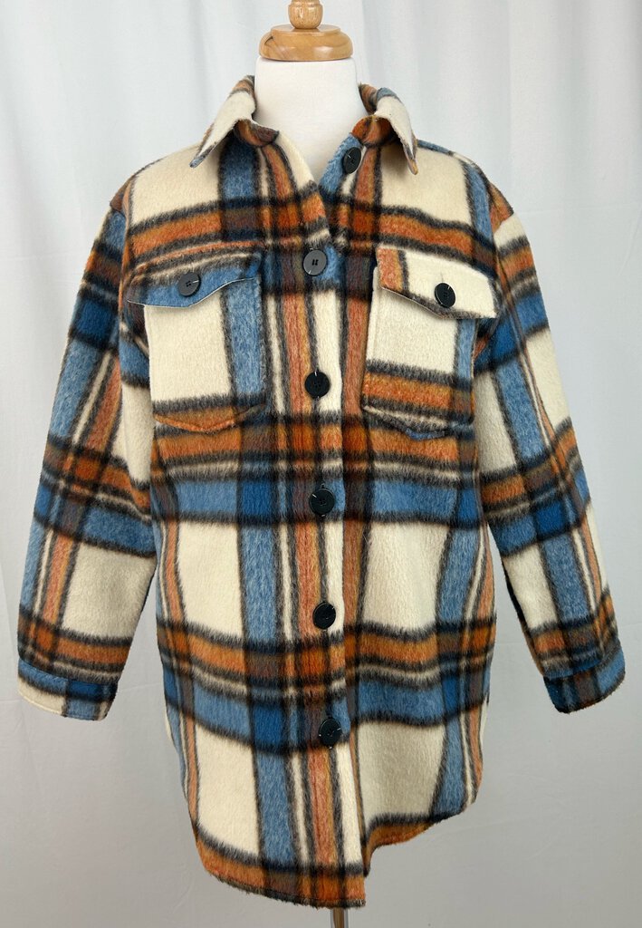 Only fuzzy plaid oversized shacket (S)