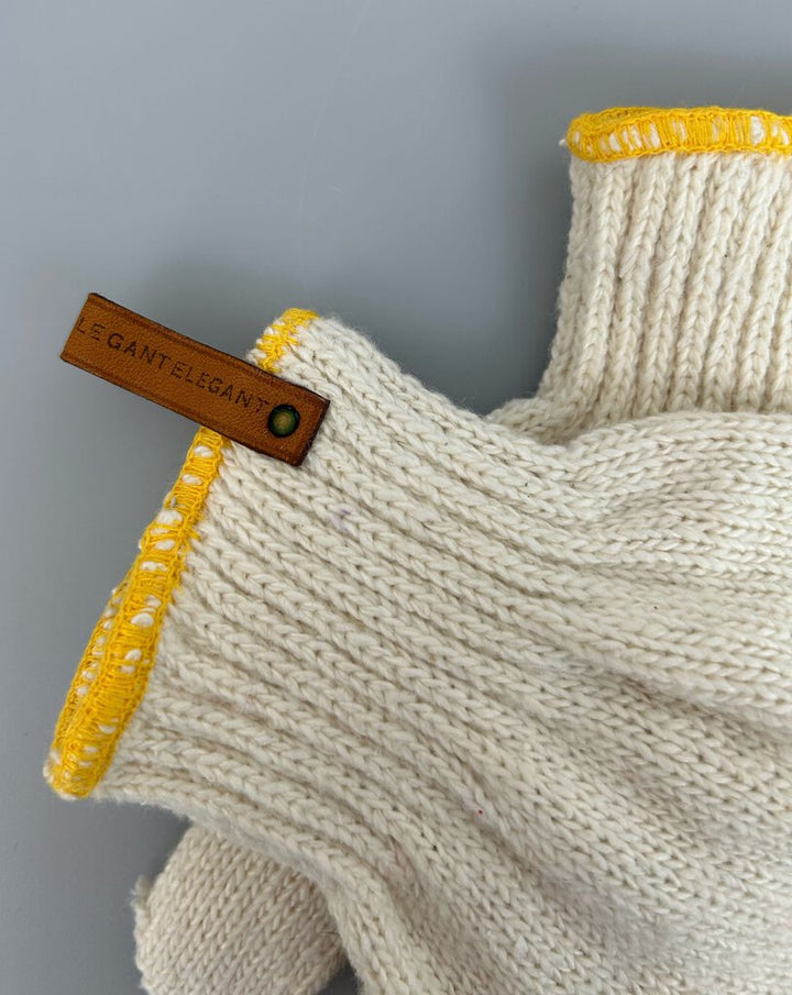 Hermes yellow stripe trimmed glove (S)