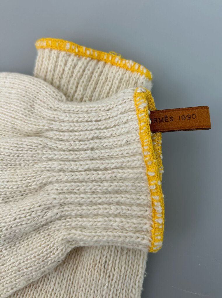 Hermes yellow stripe trimmed glove (S)