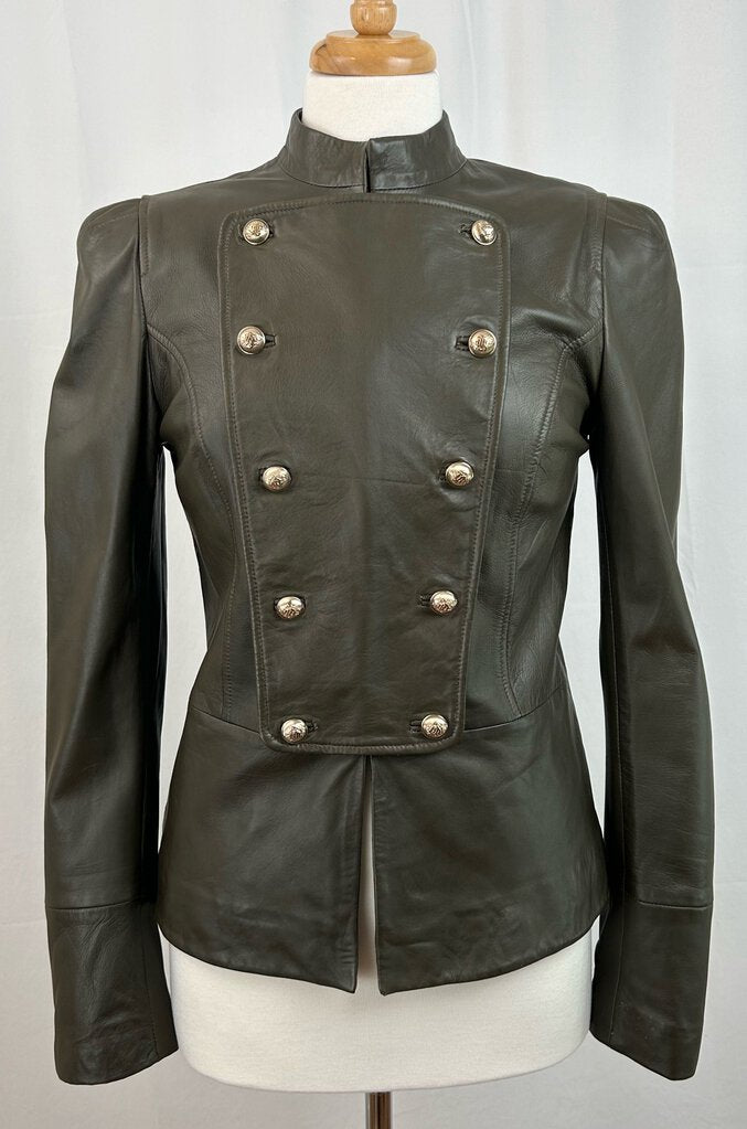 Marciano military style leather jacket (M)