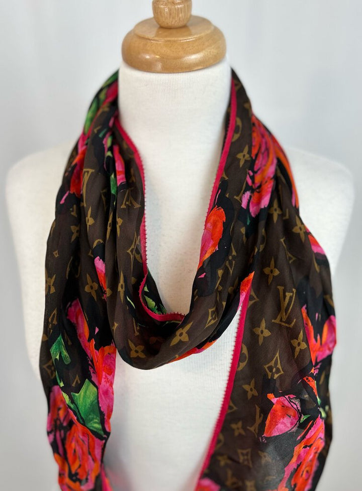 Louis Vuitton monogram roses scarf