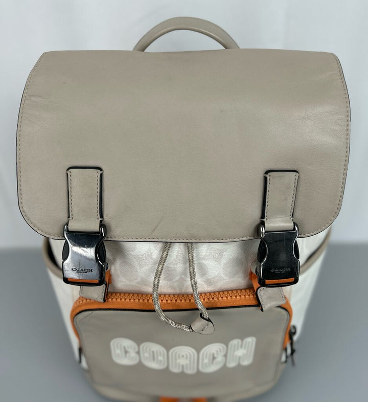 Coach leather mono/retro logo backpack