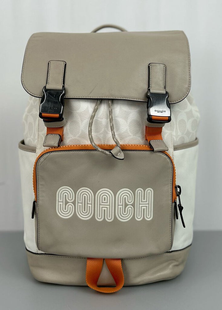 Coach leather mono/retro logo backpack