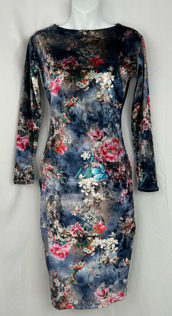 Sooley velvet floral print dress (S)