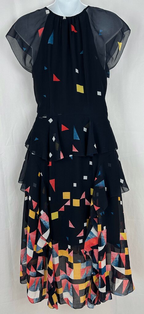 Maison Cinqcent geometric silky hi-low dress (XS)