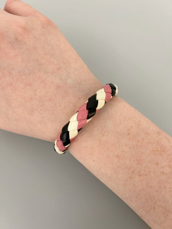 Prada leather braided toggle bracelet