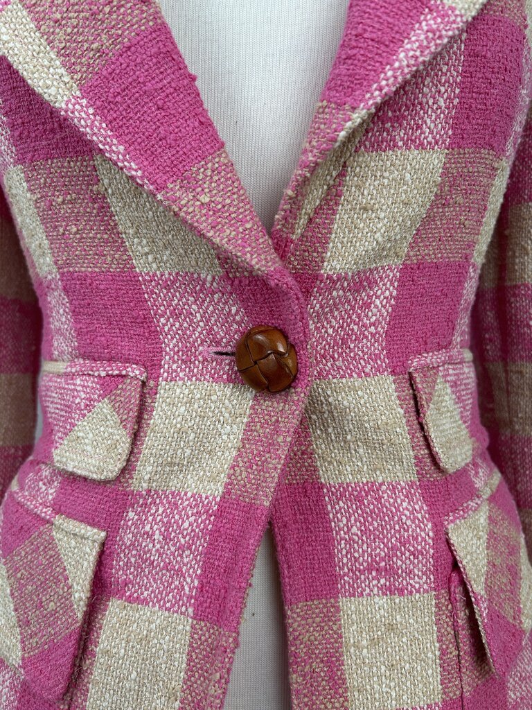 Smythe plaid single wooden button blazer (size 4)